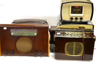 Lot 112 - Wooden Cased Radios Murphy A124, Ferranti 545 and another Ferranti; together with Bakelite...