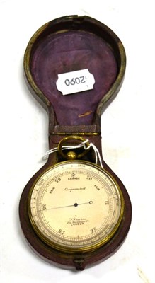 Lot 124 - S Peace (London) Pocket Barometer/Altimeter with brass casing and rotating altitude scale 0-5000ft