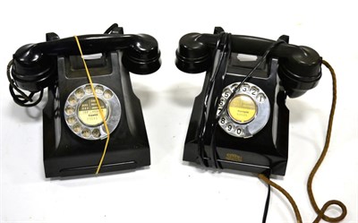 Lot 133 - Two Bakelite Type 332L Telephones both black, one with label 'GPO FDI Batch Sampled FWR66 2',...