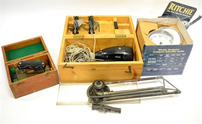 Lot 134 - Yachting Instruments Ritchie Navigator Deck/Binnacle compass, Knotmaster speed indicator,...