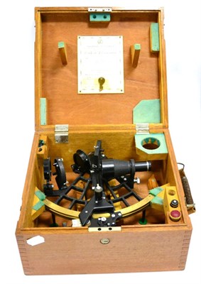 Lot 157 - Toizaki & Co. Sextant no.3645 cracked black finish with brass dial, in original case with...