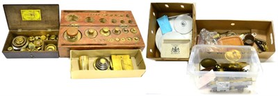 Lot 160 - Weights And Measures A Collection Of Spare Parts including empty and part empty cases, weights,...