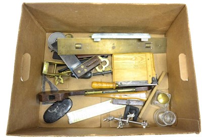 Lot 163 - Various Items including a brass rolling parallel by Cooke, Troughton & Simms; a large brass...