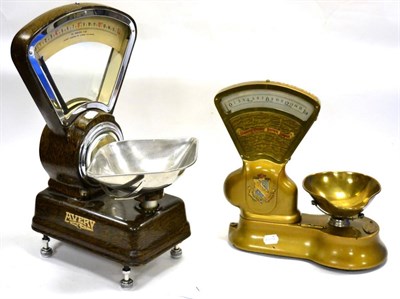 Lot 170 - W & T Avery Toledo The Autolever Shop Scales no.43461 and another set of Shop Scales with wood...