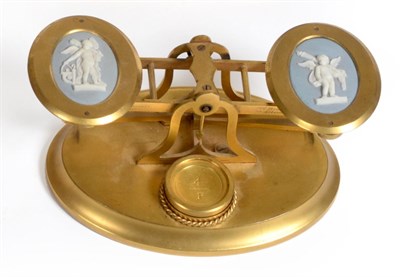 Lot 186 - Domestic Postal Scales By Charles Asprey 166 Bond St.& 22 Albemarle St, with oval trays having...