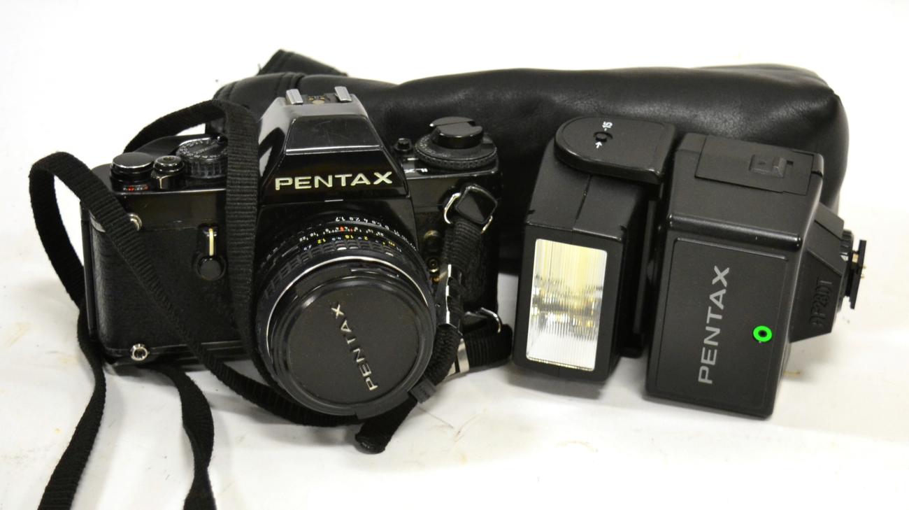 Lot 286 - Pentax LX Camera no.5231316 with Pentax-M f1.7 50mm lens, Pentax-A f3.5-4.5 35-70mm lens and a...