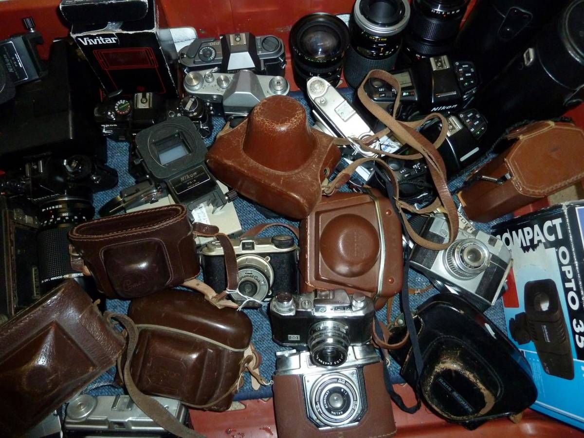 Lot 308 - Various Cameras including Pentax MV1, Praktica B200, Halina 35X, Nikon F90X and others (approx 30)