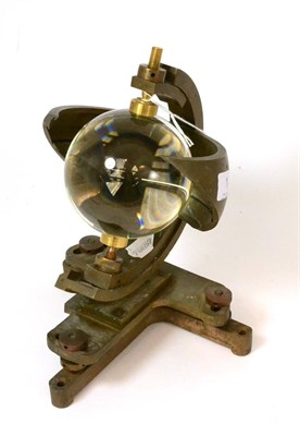 Lot 1 - Brass Sunshine Recorder with 3.5";, 9cm diameter glass sphere, marked '8419 Made In England'
