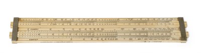 Lot 9 - J Long (London) Ivory And Nickel Plate Proof Slide Rule double sided with twin sliding sections and