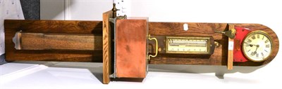 Lot 11 - John Davis & Son (Derby) Mining Barometer, Barograph And Clock Set consisting of Stick...