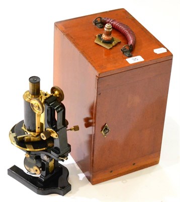 Lot 35 - Carl Zeiss Jena Microscope no.74401, in largely black lacquered finish and engraved 'AD UCL...
