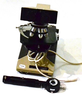 Lot 40 - Olympus BH2 Binocular Microscope with five lens turret and drawing attachment