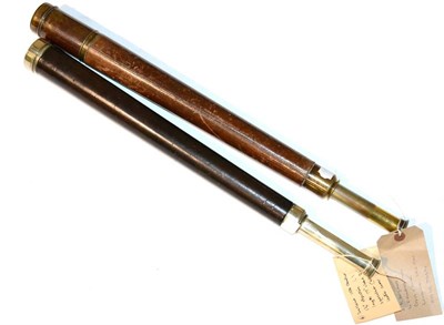 Lot 52 - Cox (Devonport) Single Draw Telescope brass with leather covering, 1.25" objective lens, 23",...