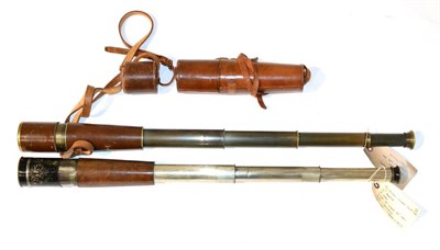 Lot 54 - Dollond (London) Four Draw Telescope brass with leather covering, 2" objective lens, 32", 85cm;...