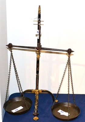 Lot 58 - An Avery Black and Gilt Bankers Class 1 Beam Scale, the ornately decorated cast iron scale weighing