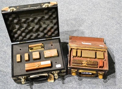 Lot 67 - Two Sets of Trading Standards Rectangular Brass Test Weights, one set up to 7lbs, the other...