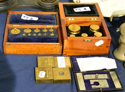 Lot 68 - Three Sets of Brass Standard Weights, comprising a mahogany cased set of Avery Grains from 20...