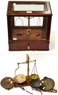 Lot 87 - Various Scales including a Precision Balance in glass case, Avery brass pan scales with 11";...