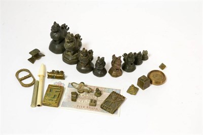 Lot 89 - Burmese Weights nine examples in the form of a Chinthe on a base; together with five assorted...