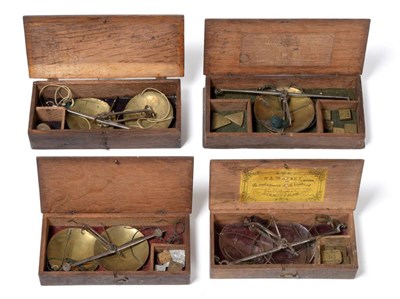 Lot 96 - Beam Balances Four Examples In Wooden Boxes (i) Young & Son 7"; Beam with six block and segment...