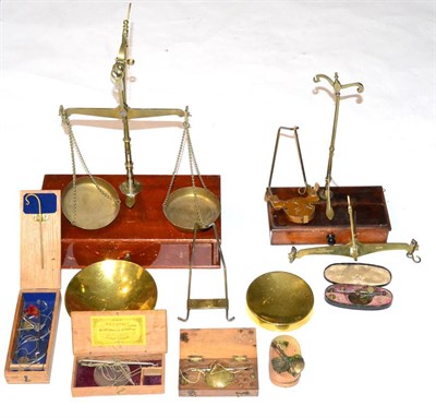 Lot 101 - Various Scales including a set of opium scales, Avery hand balance with glass pans and three...