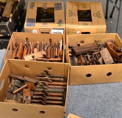 Lot 111 - A Large Collection of Beech Moulding and Smoothing Planes, in five boxes