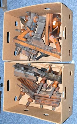 Lot 116 - Woodworking Tools, including seven beech plough planes, double handled and bladed beech plane,...