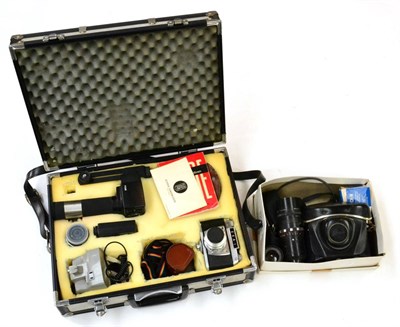 Lot 167 - Thangee Exa1 Camera Outfit in hard case; together with an Exakta Varex IIb camera, a...