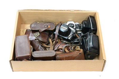 Lot 173 - Various Cameras icluding Canon AE1 (no lens), Lubitel 2, Yashica 5000, three folding cameras,...