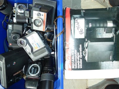 Lot 180 - Various Cameras including Leica C2, Nikon N50 and others including a Metz Mecablitz quadrolight...