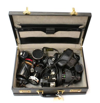 Lot 184 - Various Cameras including Ricoh KR10, Cosina C1 and Soligor TM, together with assorted lenses