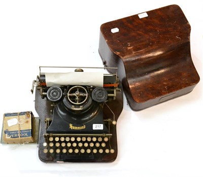 Lot 217 - Hammond Multiplex Typewriter straight keyboard, in oak case with interchangeable typeface