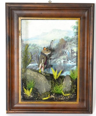 Lot 539 - Field Mouse (Apodemus sylvaticus), full mount by A J Armitstead circa 2015, titled ";Gone Fishing"