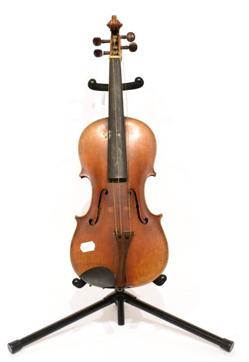 Lot 1 - A 19th C German Copy of a Maggini Violin, labelled 'Maggini...', with a 368mm two piece back,...
