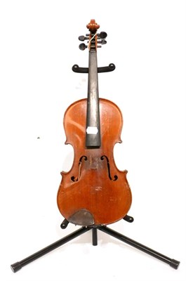 Lot 6 - A 19th Century German Violin, labelled 'Copie de Antonius Stradivarius....', with a 357mm two piece