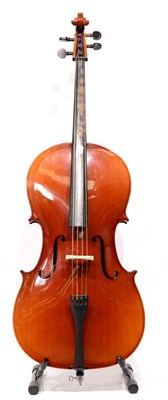 Lot 18 - A Modern Cello, possibly German, no label, with a 767mm one piece back, ebony tuning pegs