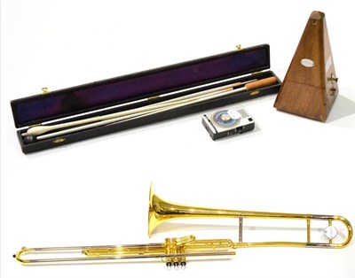 Lot 34 - A Brass Yamaha Model YSL-354V  Valve Trombone, serial number 609288, in a plush lined case,...