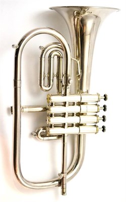 Lot 40 - A Silver Plated Getzen 'Eterna' Four Valve Flugelhorn, serial number KH2671, with accessories, in a