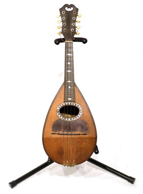 Lot 51 - An Italian Bowl Back Mandolin, labelled 'Stridente, Napoli', with mother of pearl inlay, bone...