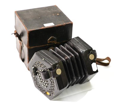 Lot 54 - A Restored Wheatstone 48 Key English System Concertina, serial number 22488, with fretwork mahogany