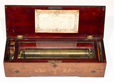 Lot 59 - A 19th Century Swiss Cylinder Mandoline Music Box, serial number 12050, with a 33cm brass...