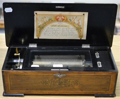 Lot 62 - Cylinder Music Box playing 10 Airs with lever wind mechanism, Change/Repeat and Stop/Play...