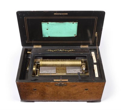 Lot 66 - Swiss Music Box With 15 Stop Organ playing six airs with two combs, lever pull mechanism with 11"