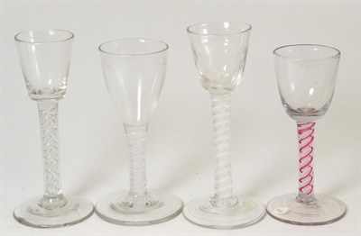 Lot 1 - A Wine Glass, circa 1760, the semi-fluted rounded funnel bowl on an opaque twist stem, 15.5cm;...