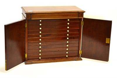 Lot 88 - Mahogany Collectors Cabinet string inlaid and cross banded fitted with eleven drawers, 39cm by 44cm