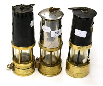 Lot 90 - Miners Lamps Protector Lamp & Lighting 28, Ackroyd & Best 156 and another stamped 1184 (3)