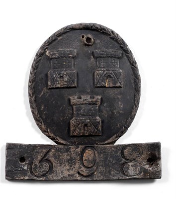 Lot 91 - Newcastle Fire Mark 398 (18th Century) lead with three castle emblem