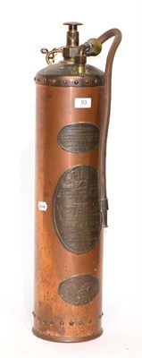 Lot 93 - Read & Campbell Copper Fire Extinguisher dated 1927, with hanging bracket 28.5";, 73cm high