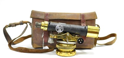 Lot 115 - ER Watts & Sons (London) Theodolite brass mounted with cracked finish to barrel (in leather...