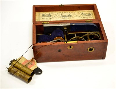 Lot 120 - Improved Patent Magneto-Electric Machine in mahogany box with Directions leaflet inside lid